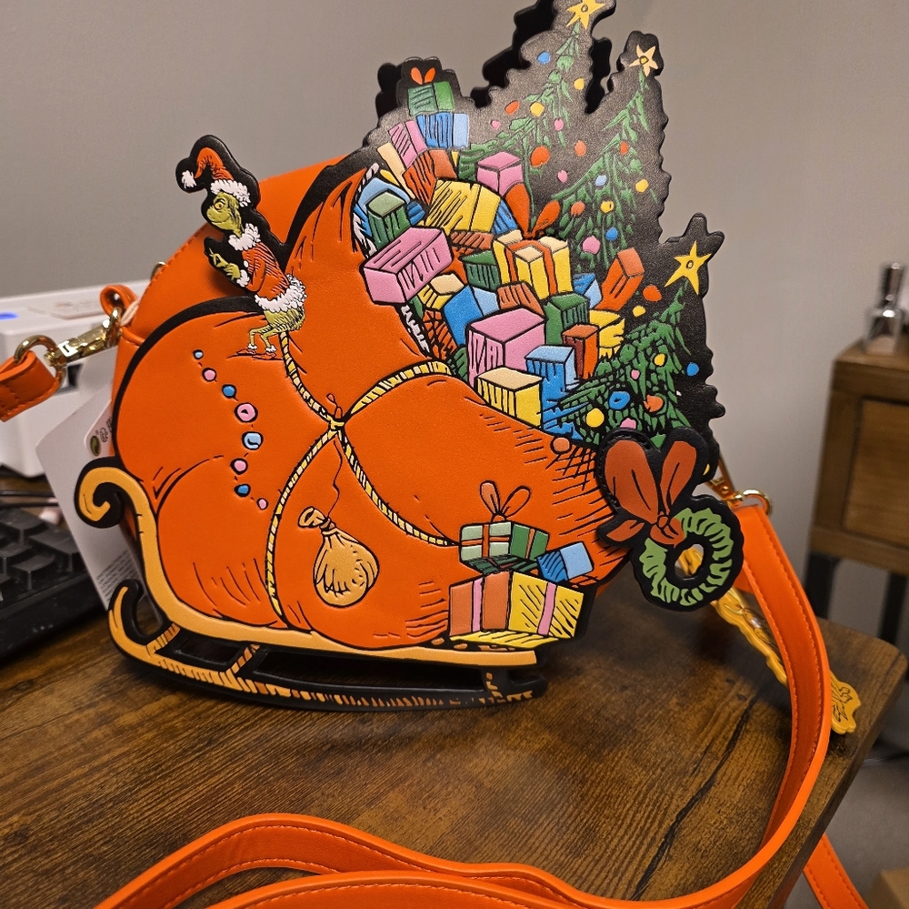 Festive Orange Sleigh Crossbody Bag